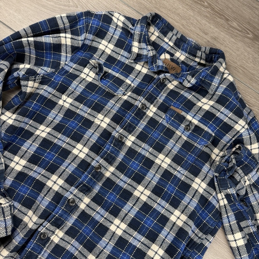 Orvis Men's Check Button Up Flannel 4 Pocket Shacket Blue Size XL